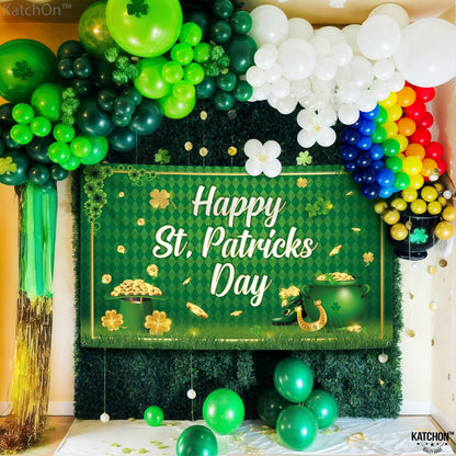 KatchOn, XtraLarge Happy St Patricks Day Banner - 72x44 Inch | St Patricks Day Backdrop for St Patricks Day Decorations | St Patricks Day Photo Backdrop | St Patricks Backdrop, St Patricks Day Décor