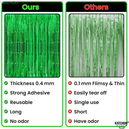 KatchOn XtraLarge Green Streamers Party Decorations - 8x3.2 Feet, Pack of 2 | Green Door Streamers, Jungle Party Decorations | St Patricks Day Decorations | Green Fringe Backdrop, Football Decorations