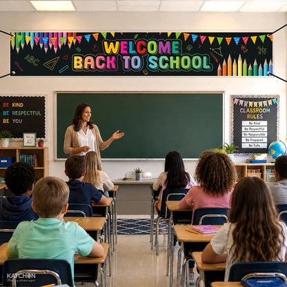 KatchOn Back To School Banner Yard 120x20 Inch Back to School Decorations