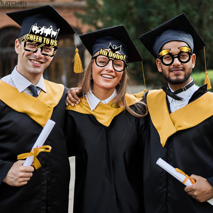 KatchOn Black & Gold Graduation Glasses - Pack of 20, Class of 2026 Photo Props, Graduation Party Favors, Graduation Decorations 2026