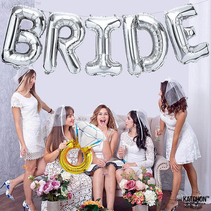 KatchOn, Giant Silver Bride Balloons - 40 Inch | Bachelorette Balloons for Bachelorette Party Decorations | Bride Balloons Bachelorette for Silver Bridal Shower Decorations | Bachelorette Party Favors
