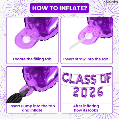KatchOn, Purple Class of 2026 Balloons - 16 Inch | Graduation Balloons Banners for Class of 2026 Decorations | Purple Graduation Decorations 2026, Grad Party Decor | Graduation Party Supplies