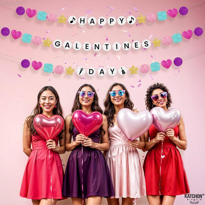 KatchOn, Glitter Happy Galentines Day Banner - 10 Feet, No DIY | Galentines Banner for Galentines Day Decorations for Party | Galentines Decorations | Valentines Décor