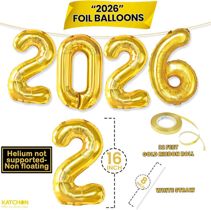 KatchOn, Gold 2026 Balloons for Graduation Decor - 16 Inch | 2026 Balloon Numbers for 2026 Graduation Decorations | 2026 Gold Balloon | Graduation Decorations Balloons | Graduation Party Decorations