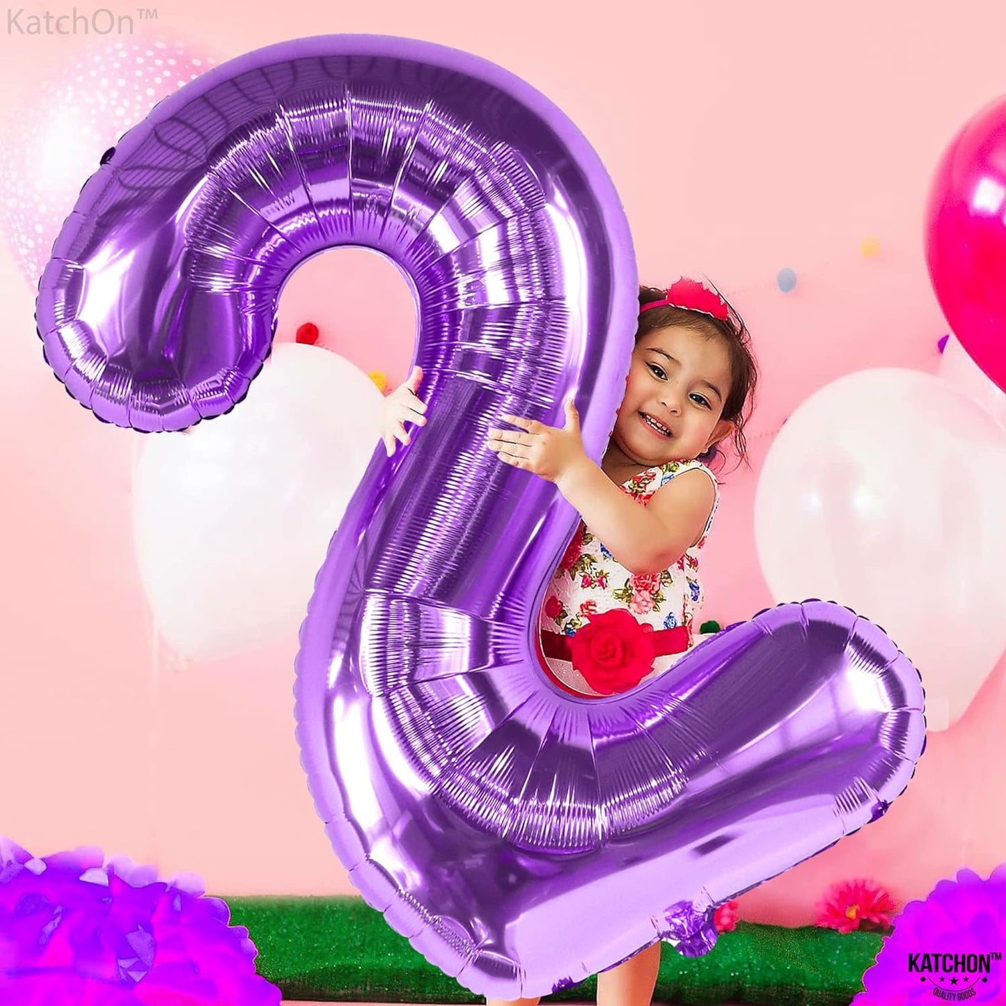 KatchOn, Purple 2 Balloon Number - Giant, 40 Inch | Two The Moon Birthday Decorations Girl | Purple Two Balloon, Purple 2nd Birthday Decorations | Purple Number 2 Balloon, Two The Moon Birthday Girl