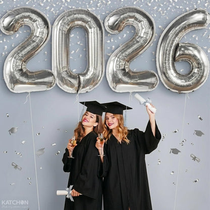Silver Graduation Decorations 2026 | Giant, 42 Inch, Foil 2026 Graduation Balloons Class of 2026 Decorations | 2026 Balloons Number, Graduation Party Decorations | Prom Decorations 2026