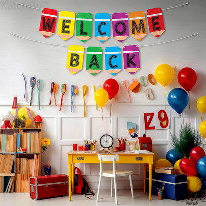 KatchOn Pre-Strung Welcome Back Banner - 10 Feet, Welcome Back Decorations