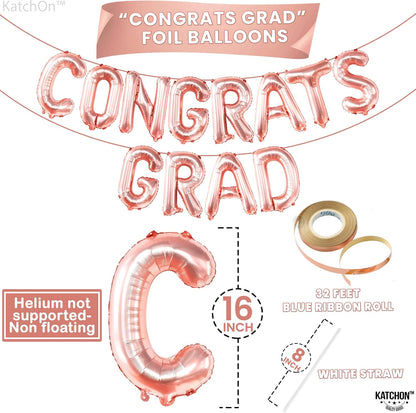 Graduation Decorations 2026 | Rose Gold Congrats Grad Balloons - 16 Inch | Congrats Grad Banner | Graduation Balloon Banner For Congrats Grad Decorations, Congratulations Decorations, KatchOn