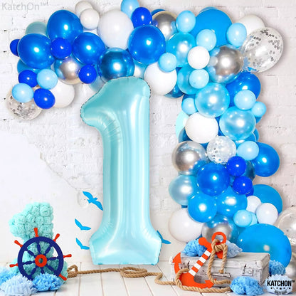 KatchOn, Light Blue 1 Balloon Number - 40 Inch | Blue One Balloon for First Birthday | Number 1 Balloons for 1st Birthday Decorations Boy | 1st Number Balloons For Baby Shower, Anniversary Decorations