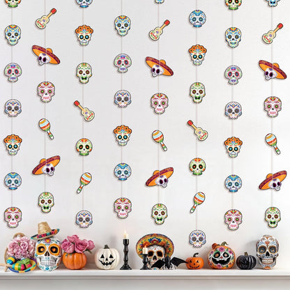 KatchOn 8-String Skull Decorations 6.5 Ft, Dia De Los Muertos Decorations