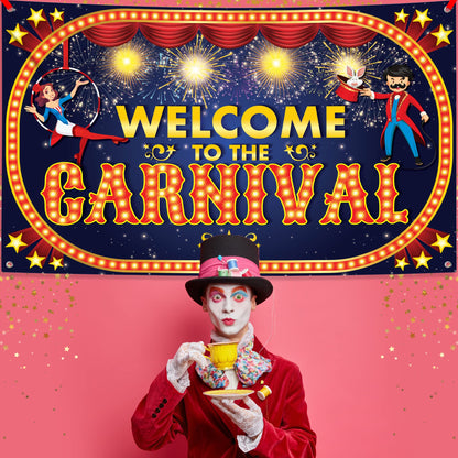 KatchOn, Welcome to The Carnival Banner - XtraLarge, 72x44 Inch | Carnival Games | Carnival Backdrop for Birthday Party | Circus Theme Party Decorations | Carnival Banner for Circus Decoration