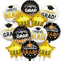 KatchOn, Congrats Grad Balloon Set - 18 Inch, Pack of 12 | Congrats Grad Balloons for Graduation Decorations 2026, Black and Gold Graduation Balloons, Congrats Grad Decorations, Grad Party Décor