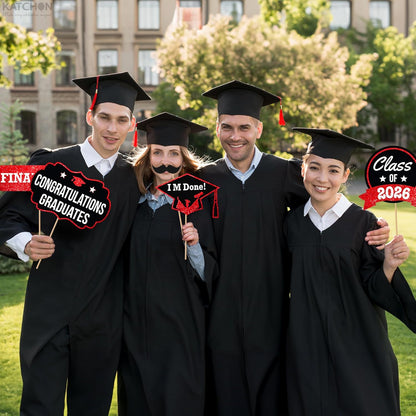 KatchOn, Graduation Photo Booth Props 2026 - Pack of 21 | Red and Black Graduation Decorations 2026, Grad Props for Photoshoot 2026 | Grad Photo Props, Grad Decorations Class of 2026