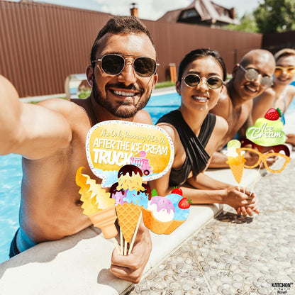 KatchOn Ice Cream Photo Booth Props, Pack of 31, Ice Cream Photo Props | Social Decorations, Summer Party Decorations, Ice Cream Party Decorations, Party Favors
