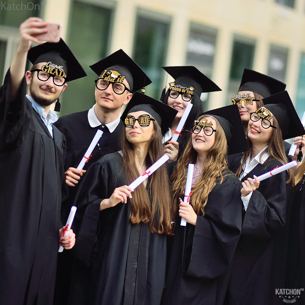 KatchOn, Glitter Graduation Eyeglasses 2024 - Pack of 12 | Graduation Photo Booth Props 2024 for Graduation Decorations Class of 2024 | Graduation Party Favours, 2024 Graduation Party Decorations