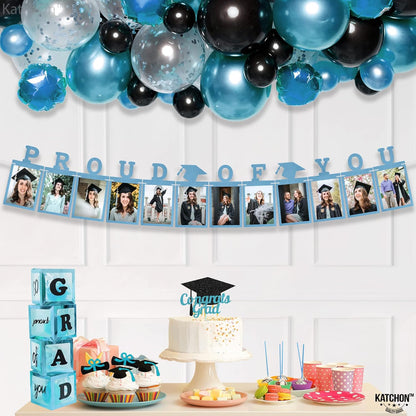 KatchOn Light Blue Graduation Picture Banner - 10ft, Class of 2026 - Personalized, Felt, Horizontal, Unisex Adult