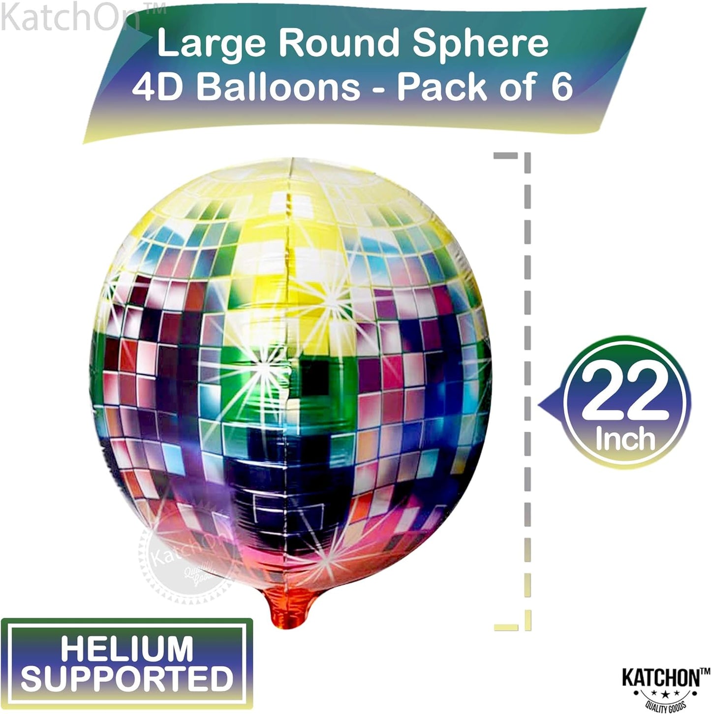 KatchOn, Big Disco Ball Balloons - 22 Inch, Pack of 6 | Disco Balloons, 80s Party Decorations | NYE Decorations 2024, Disco Party Decorations, 70s Party Decorations | Happy New Year Decorations 2024