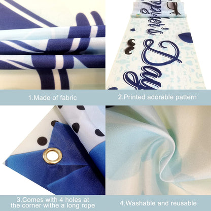 KatchOn, Happy Fathers Day Banner - XLarge, 120x20 Inch | Blue Happy fathers Day Yard Banner | Happy Fathers Day Decorations for Party | Happy Father's Day Backdrop for Father's Day Party Decorations