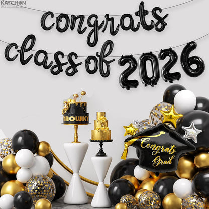 KatchOn, Black Class of 2026 Balloons Banner - Script, 16 Inch | 2026 Balloons Graduation, Graduation Decorations 2026 | Class 2026 Decoration, Class of 2026 Sign