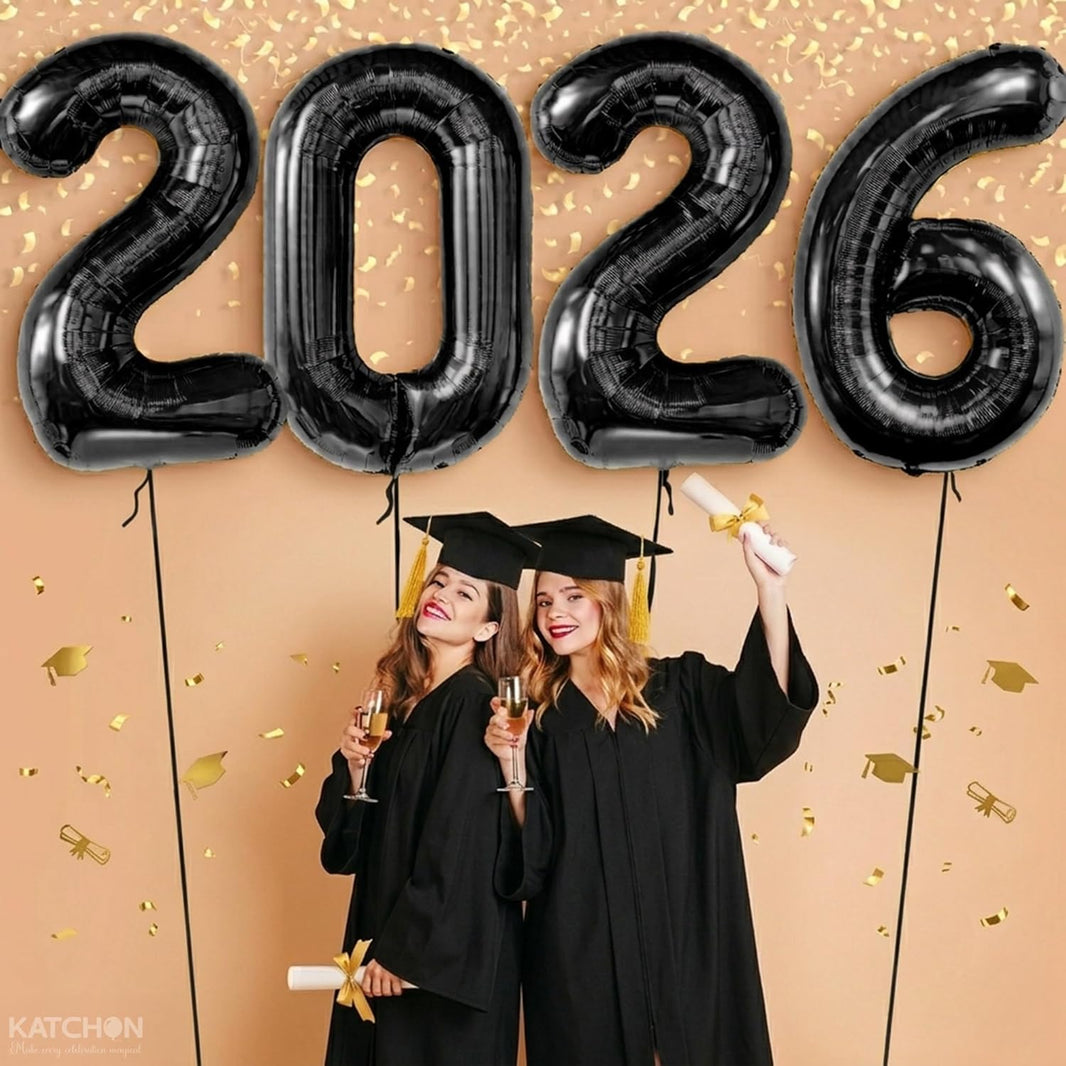 Graduation Decorations 2026 | Giant Black 2026 Balloons Number - 42 Inch, 2026 Graduation Balloons for Prom Decorations, Class of 2026 Balloons, Prom Balloon for Black, KatchOn