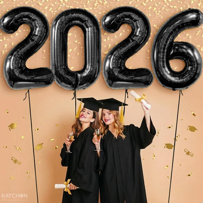Graduation Decorations 2026 | Giant Black 2026 Balloons Number - 42 Inch, 2026 Graduation Balloons for Prom Decorations, Class of 2026 Balloons, Prom Balloon for Black, KatchOn