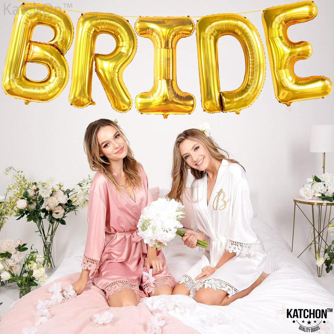 KatchOn, Large Bride Balloons Gold - 40 Inch | Gold Bride Balloons | Bride Gold Balloon Letters for Bachelorette Party Decorations Gold | Bachelorette Balloons Gold | Gold Bridal Shower Decorations