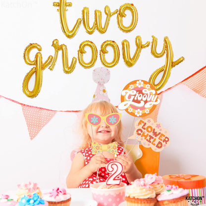 KatchOn, Two Groovy Photo Booth Props - Pack of 40, Groovy Photo Props | 60s Photo Booth Props | Retro Photo Booth Props for Two Groovy Party Decorations | Hippie Photo Booth Props for Birthday Party