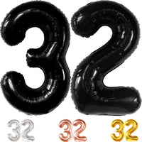 KatchOn, Huge Black 32 Balloon Numbers - 40 Inch | Foil Number Balloon For 32nd Birthday Party Decorations | 32 Balloon For Anniversary Decorations | Black Party Decoration