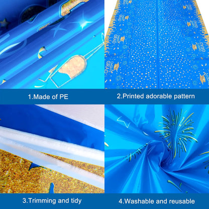 KatchOn Blue and Yellow Tablecloth - 108x54 Inch, Pack of 3 | Blue and Yellow Graduation Decorations, Congrats Grad Tablecloth for Graduation Decorations 2026 | 2026 Graduation Decoration