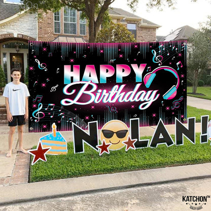 KatchOn, Xtralarge TIK Tok Happy Birthday Banner - 72x44 Inch | TIK Tok Banner for TIK Tok Happy Birthday Decorations | Backdrop for Girls Birthday | Tik Tok Party Decorations for Girls