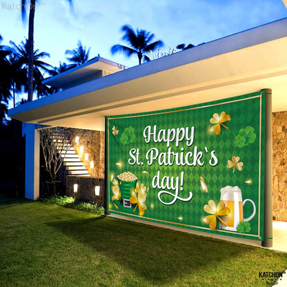 KatchOn, XtraLarge Happy St Patricks Day Banner - 72x44 Inch | St Patricks Day Backdrop for Photography | St Patricks Day Decorations Banners | Saint Patricks Day Banner for St Patricks Day Decor