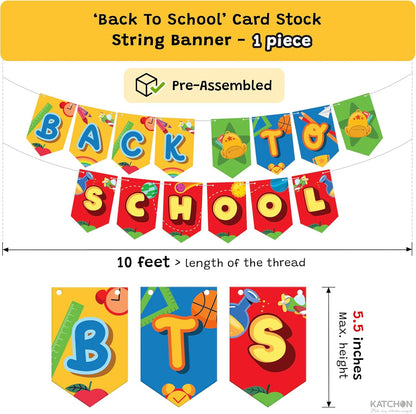 KatchOn Pre-Strung Back to School Banner - 10 Feet, Classroom Decor