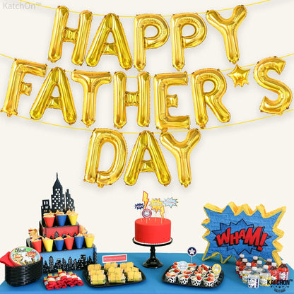 Katchon, Happy Fathers Day Balloon – 16-inch | Happy Fathers Day Banner For Fathers Day Decorations | Fathers Day Sign For Father's Day Decorations | Photo Booth Backdrop