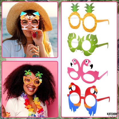 KatchOn Tropical Hawaiian Photo Booth Props, Pack of 12 | Hawaiian Party Decoration | Luau Photo Booth Props, Aloha Party Decoration, Summer Party Decorations