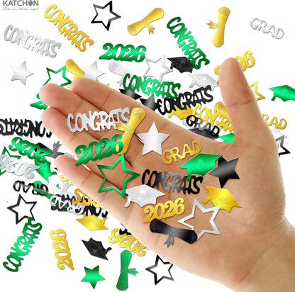 KatchOn, Congrats Grad Confetti 2026 - Pack of 1000, Green and Gold Graduation Decorations 2026 Graduation Confetti for Class of 2026 Decorations, 2026 Graduation Decorations, Graduation Party Decor