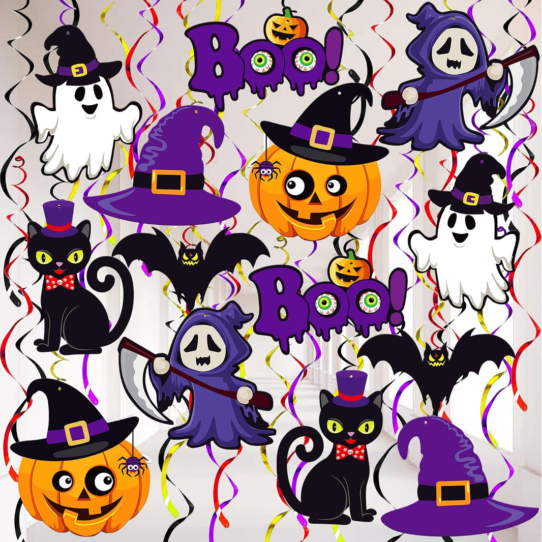 KatchOn, Halloween Hanging Decorations - Large, Pack of 28 | Spooky Halloween Hanging Swirls for Halloween Party Decorations | Halloween Ceiling Hanging Decorations for Halloween Decorations Indoor