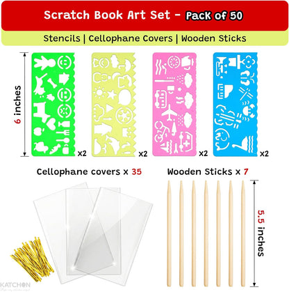 KatchOn Rainbow Scratch Art Notebook Set, Pack of 57 | Scratch Paper Art Party Favors for Kids, Bulk Classroom Birthday Gifts for Student Mini Rainbow Scratch Notebook
