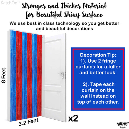 KatchOn Xtralarge Streamers - Red & Blue, 8x3.2 Feet | Fringe Curtain, Party & Carnival Decorations - Circus Theme