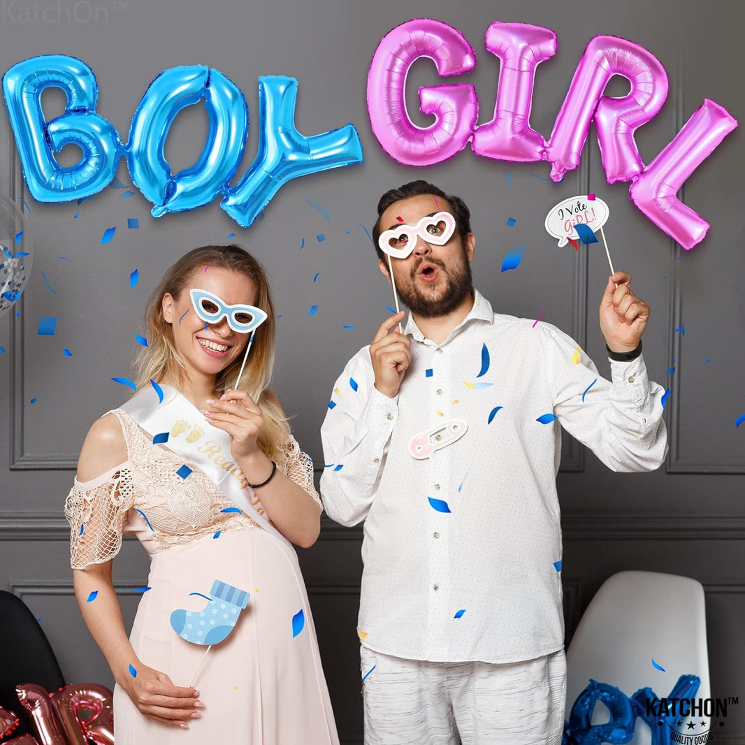 KatchOn, Boy or Girl Balloon Letters - 42 Inch | Gender Reveal Balloons for Gender Reveal Decorations | Boy or Girl Gender Reveal Party Supplies | Boy Girl Balloons for Baby Reveal Party Decorations
