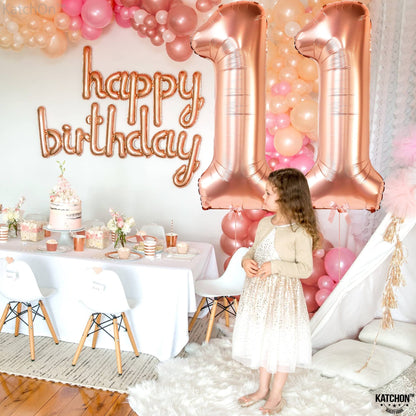 KatchOn, Giant Rose Gold 11 Balloons Number - 40 Inch | Happy 11th BirthdayParty Decorations for Girls | Rose Gold 11 Balloon for 11 Year Old Girl Birthday Decorations | Anniversary Supplies