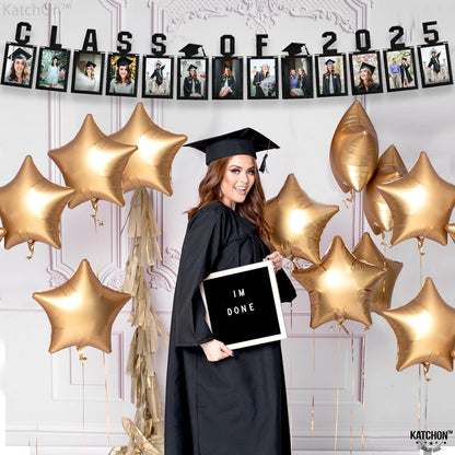KatchOn, Black Graduation Photo Banner 2025 - Large, 10 Feet | Felt Class of 2025 Banner for Grad Decorations 2025 | Graduation Decorations 2025 | Grad Picture Display