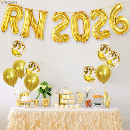KatchOn, Gold RN 2026 Balloons - 16 Inch | RN Balloons Graduation | Rn Balloon Letters,Nurse Graduation Decorations 2026 | RN Graduation Party Decorations | Nursing School Graduation Decorations 2026