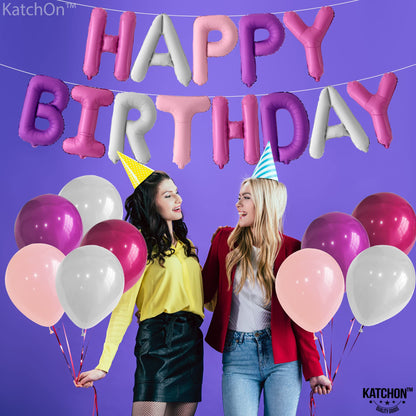 Katchon, Pink and Purple Happy Birthday Balloons - 16 Inch | Unicorn Happy Birthday Balloon Banner | Unicorn Birthday Decorations | Happy Bday Banner for Pink and Purple Party Decorations
