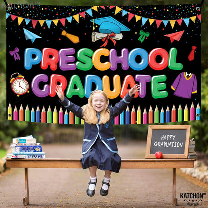 KatchOn, Preschool Graduation Banner - 72x44 Inch | Preschool Graduation Decorations 2026 | Kindergarten Grad Decoration | Congratulations Banner | Congrats Grad Party Decorations