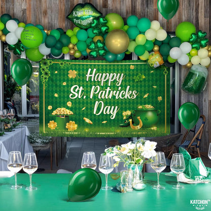 KatchOn, XtraLarge Happy St Patricks Day Banner - 72x44 Inch | St Patricks Day Backdrop for St Patricks Day Decorations | St Patricks Day Photo Backdrop | St Patricks Backdrop, St Patricks Day Décor