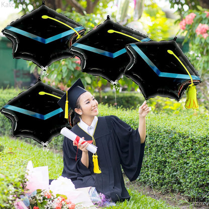 Graduation Decorations 2026 | Big Graduation Cap Balloon - 22 Inch, Pack of 4 | graduation Balloons, Grad Hat for Graduations Decorations Class of 2026 | Grad Foil Balloons, KatchOn