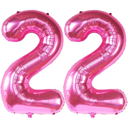 KatchOn, 22 Balloon Number Hot Pink - 40 Inch | 22 Number Balloons | Pink 22 Balloons for 22 Birthday Decorations for women | 22 Balloons for Happy Anniversary Decorations