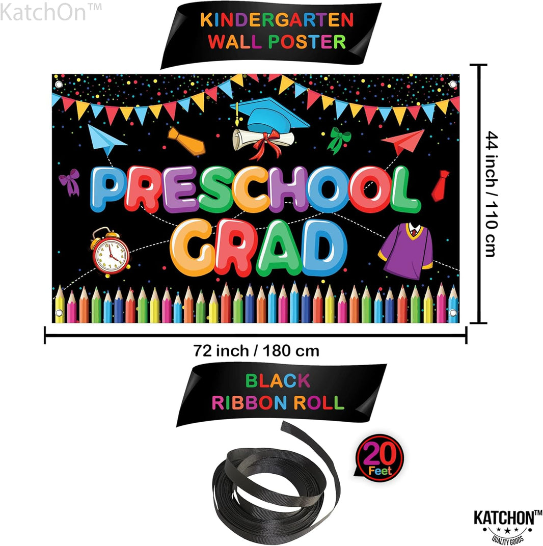 KatchOn, Large Preschool Graduation Backdrop - 72x44 Inch | Preschool Graduation Banner for Preschool Graduation Decorations Class of 2026 Graduation Backdrop for Prek Graduation Decorations 2026