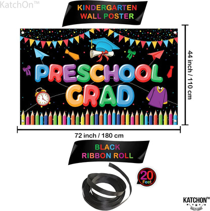 KatchOn, Large Preschool Graduation Backdrop - 72x44 Inch | Preschool Graduation Banner for Preschool Graduation Decorations Class of 2026 Graduation Backdrop for Prek Graduation Decorations 2026