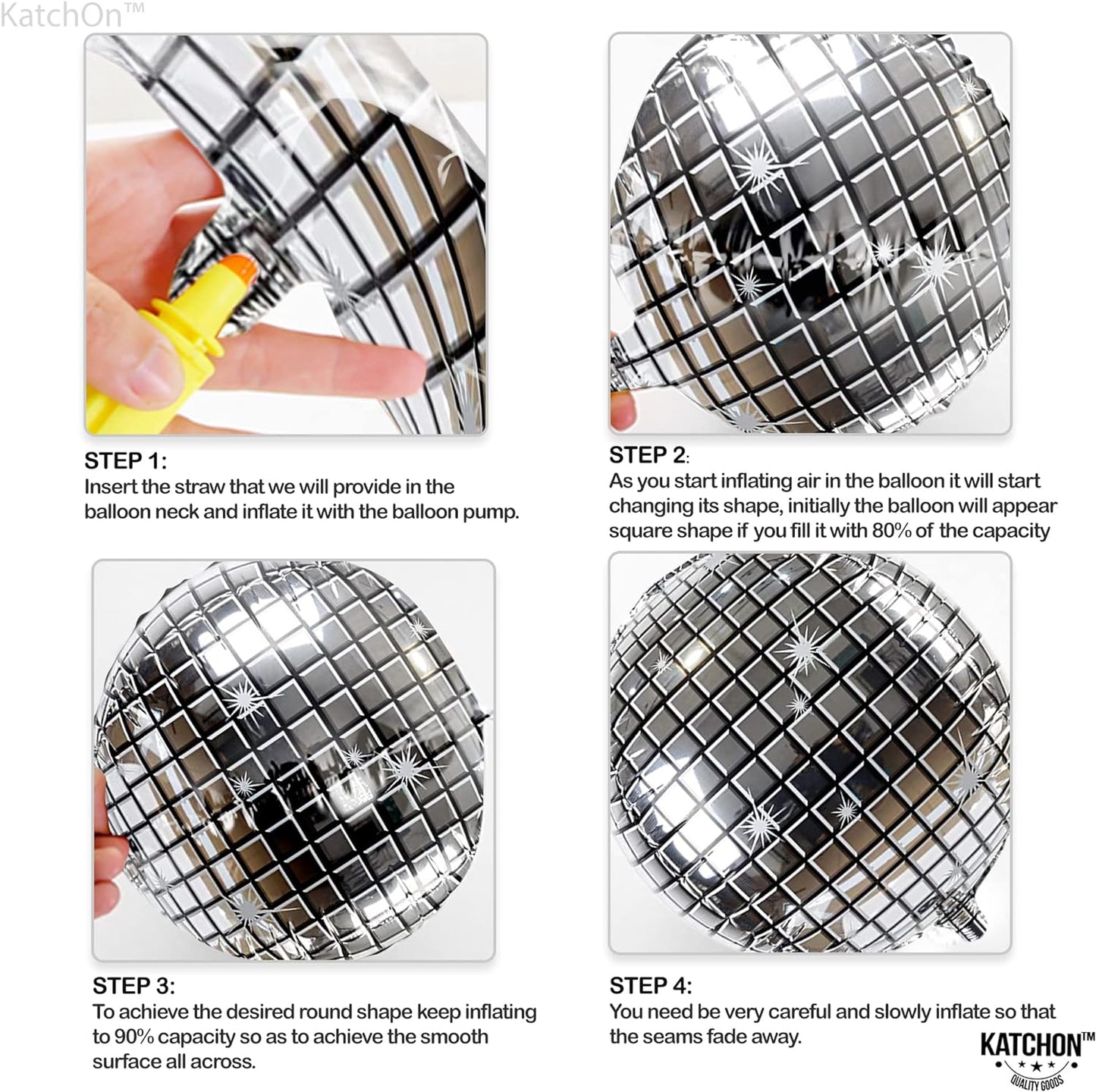 KatchOn, Silver Disco Ball Balloons - 22 Inch, Pack of 12 | Disco Bachelorette Party Decorations | 4D Sphere Disco Balloons for Disco Party Decorations | Disco Ball Decor, Silver Party Decorations